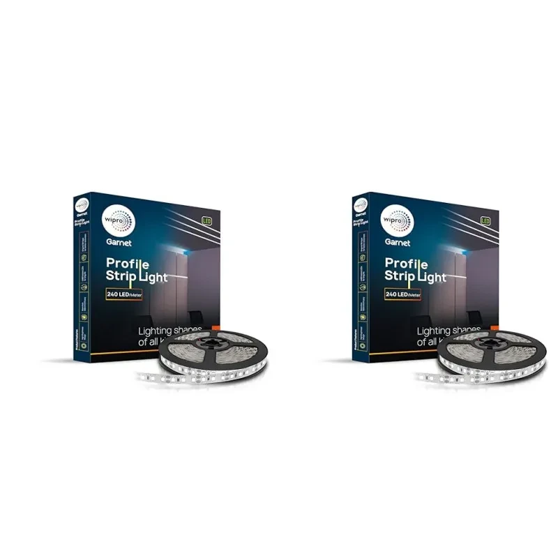 wipro Garnet 80W LED Profile Strip for Home Decoration|Neutral White, 4000K|240 LEDs - mtr|1 Meter LED Profile Strip Light for Ceiling, Wall Decoration | Pack of 2 (Driver Required Separately), Plastic