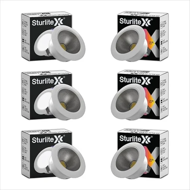 Sturlite Jasper 1 W LED Spotlight| 6500K Cool White Color Temperature| 36mm-Cutout & Compact Design Ceiling Ligh| CRI Tech with High Voltage Protection Downlight - Pack of 6