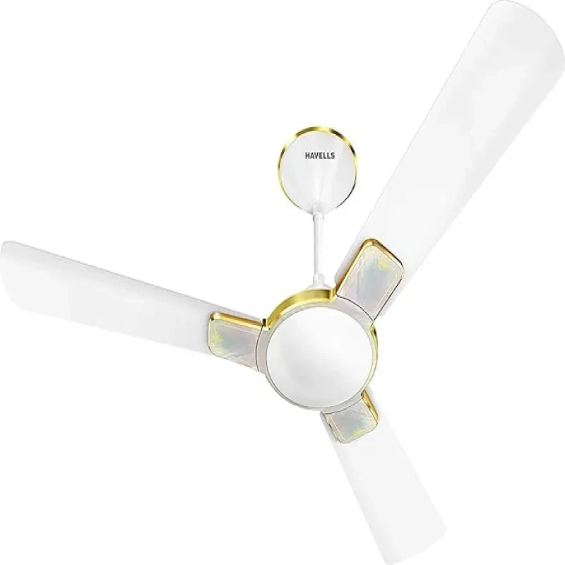 Havells Enticer Art Nature Aqua 1200mm Decorative, Dust Resistant, (HPLV), High Speed Ceiling Fan (Pearl White)