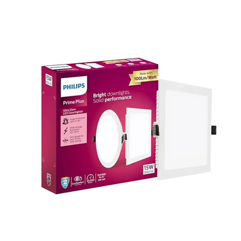 PHILIPS 15W Square AP Plus UltraGlow LED DL Recessed LED Panel Ceiling Light (Pack of 1, Natural White