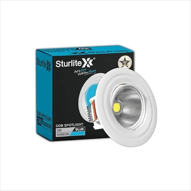 Sturlite Radeon 3W LED Spotlight| Blue Light Color| 36mm-Cutout & Compact Design Ceiling Ligh| CRI Tech With High Voltage Protection Downlight - Pack of 1