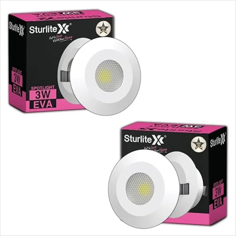 Sturlite Eva 3W LED Spotlight| Pink Light Color| 36mm-Cutout & Compact Design Ceiling Ligh| CRI Tech With High Voltage Protection Downlight - Pack of 2