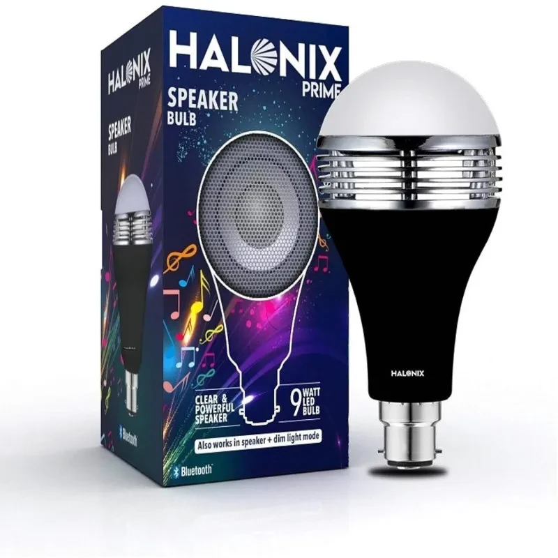 Halonix Bluetooth LED Speaker Bulb 9Watt (White) 0.5Watt (Yellow), B22d