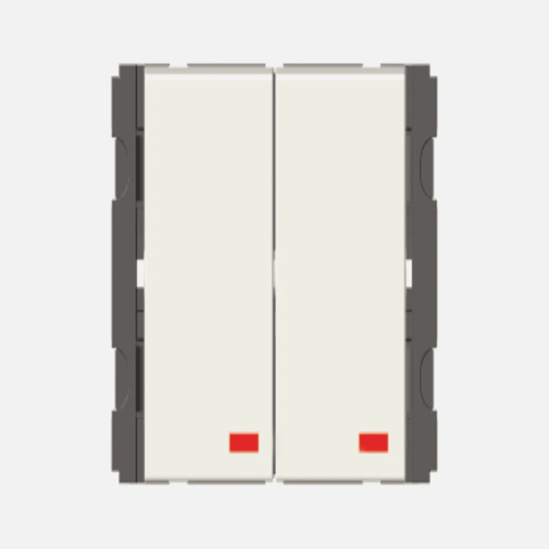 Norisys Vertical Switches - 2 Gang - Both switches 6A 1way with indicator - 2 Module
