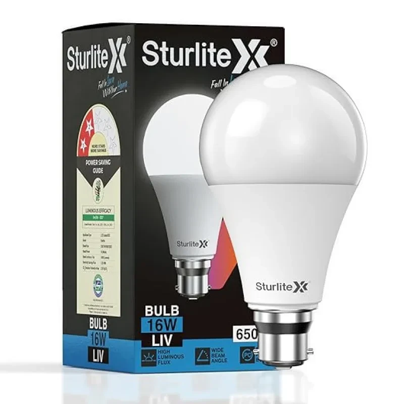 Sturlite LIV 16 Watt LED Bulb| 6500K Cool White Color Temperature| CRI Technology| BIS & BEE Approved Light| 1680 Lumens, 440V High Voltage Protection & Energy Efficicent Lighting for Home - Pack of 1