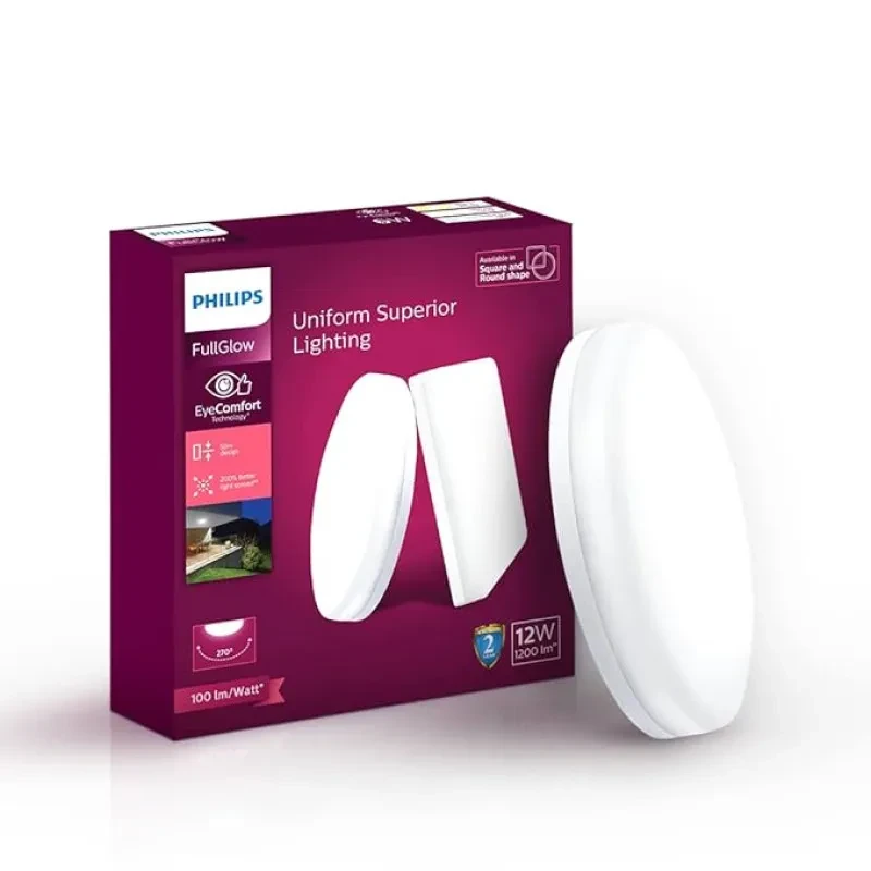 PHILIPS 12-watt Round Surface Full Glow | Surface LED Downlight for Ceiling, Warm White(Pack of 1)(Polycarbonate)