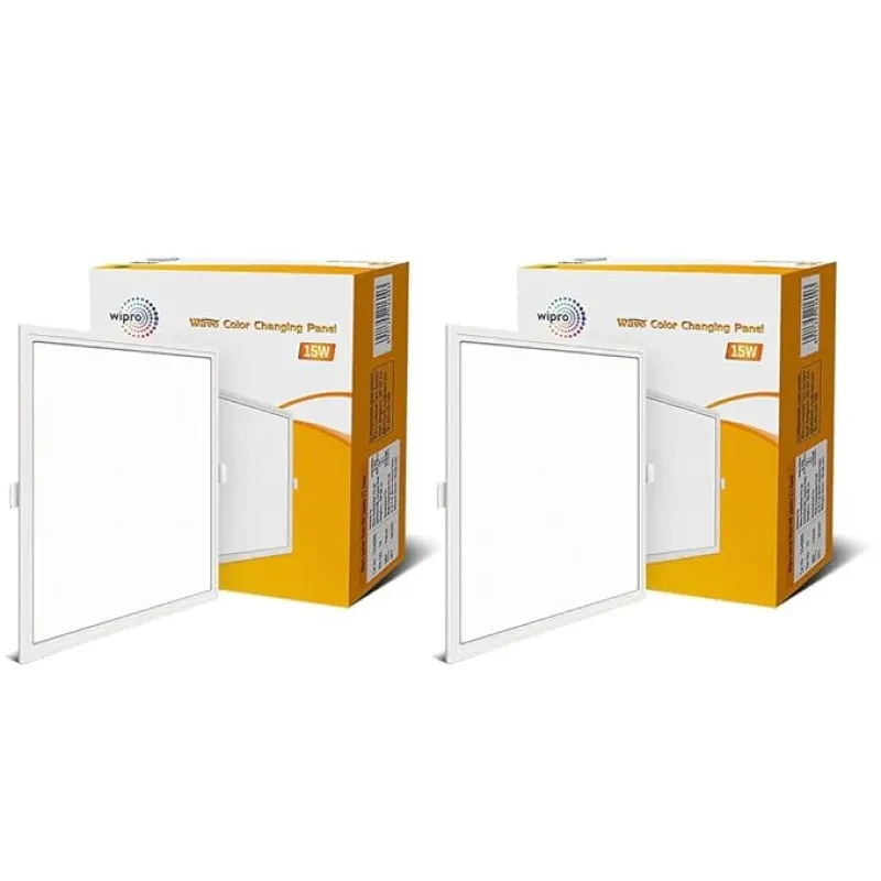 wipro Polycarbonate Garnet 15W Wave Cct Square Panel|Colour Changing Panel|Warm - Neutral White,Cool White|Slim Border&Sleek Design|Recessed Downlighter for False Ceiling|Cutout 150X150Mm|Pack of 2