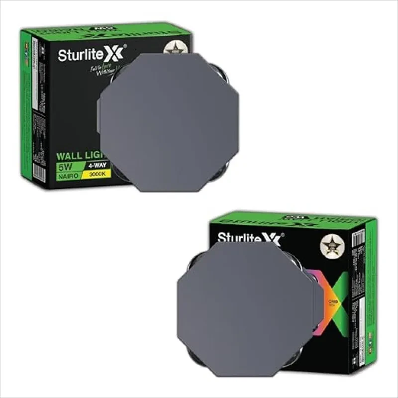 Sturlite Nairo 5Watt 4-Way LED Wall Light| 3K Color Temperature| Corrosion & Scratch Resistant| Aluminum Body with IP65-Weather Protection| Indoor & Outdoor Wall Mount Decorative Light (Pack of 2)