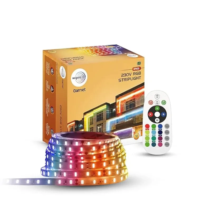 wipro RGB Led Strip Light|60 LEDs - Mtr|24 Keys Ir Remote Controlled RGB Color Changing Light|Ip65-Waterproof|Plug&Play Rope Light for Outdoor &Indoor Decoration |Pack of 1,Multicolor,20 Meters
