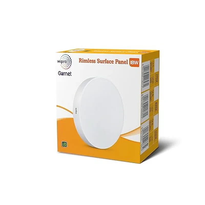 Wipro Garnet 18W Rimless Round LED Surface Panel | Neutral White Light (4000K) | Elegant Rimless Design for Wider Spread of Light | Surface Mounted LED Down Light for Ceiling | Pack of 1