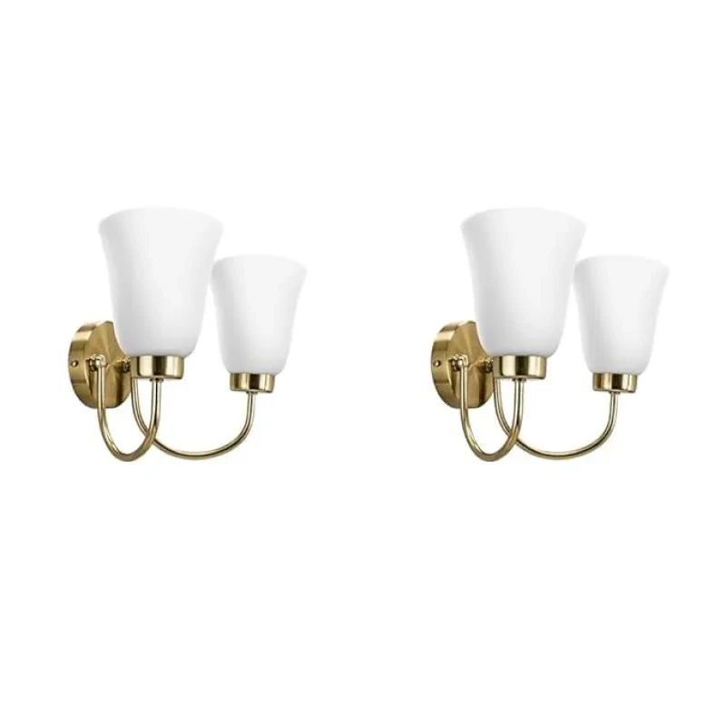 wipro BeuHome Double Wall Light BW02 | Premium Indoor Decorative Light with Contemporary Sleek Design | Antique Surface Mounted Classic Wall Light for Bedroom, Living Room | E27 (2H, Brush Bronze)