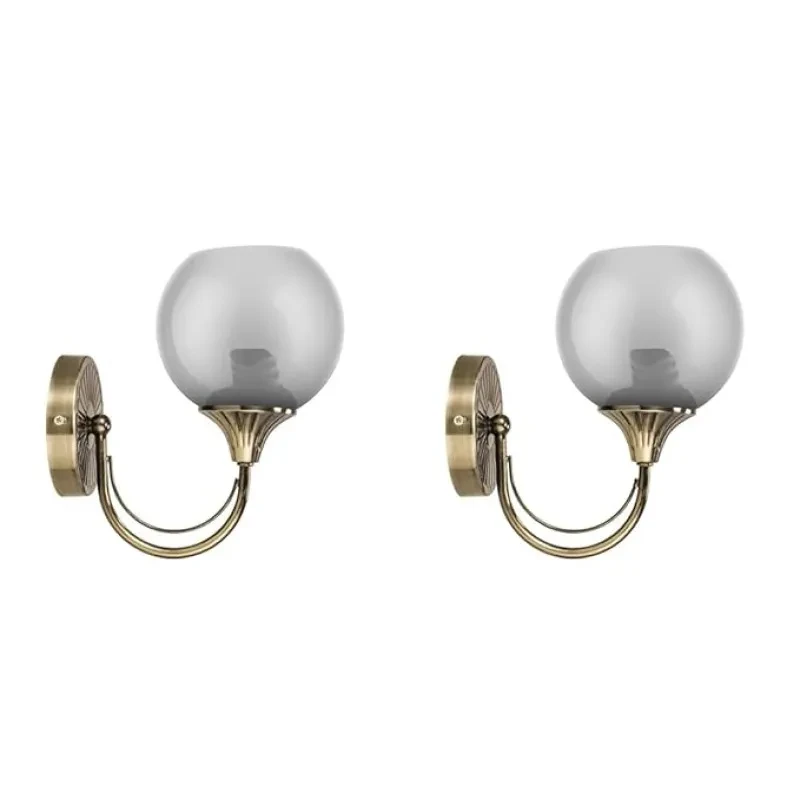 wipro BeuHome Single Wall Light BW04 | Premium Indoor Decorative Light with Smokey Glass & Brush Antique Nickel Design | Surface Mounted Classic Wall Light | E27 (1H, Antique Nickel) (Pack of 2)