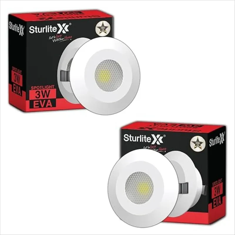 Sturlite Eva 3W LED Spotlight| Red Light Color| 36mm-Cutout & Compact Design Ceiling Ligh| CRI Tech With High Voltage Protection Downlight - Pack of 2