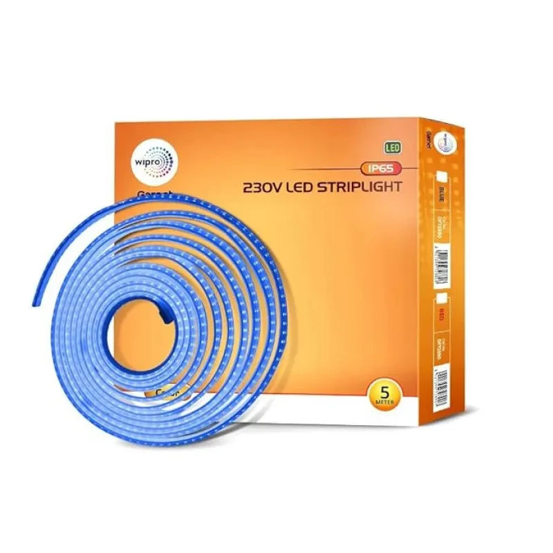 wipro Garnet 5 Meter Led Strip Light| 120 LEDs - Mtr | Blue | Ip65-Waterproof | Flexible Rope Light for Outdoor & Indoor Decoration for Diwali, Christmas|Strip for Balcony, False Ceiling|Pack of 1