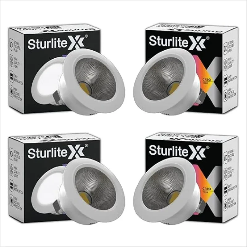 Sturlite Jasper 1 W LED Spotlight| 6500K Cool White Color Temperature| 36mm-Cutout & Compact Design Ceiling Ligh| CRI Tech With High Voltage Protection Downlight - Pack of 4