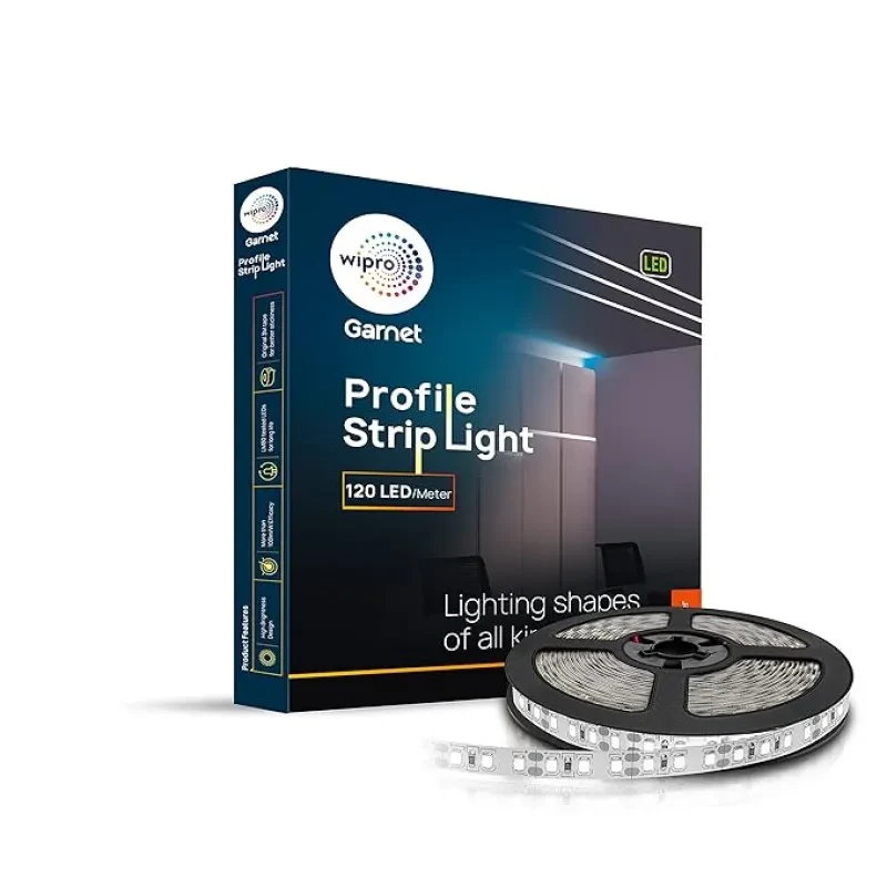 wipro Garnet 50W Led Profile Strip for Home Decoration|Neutral White,4000K|120 LEDs - Mtr|5 Mtr Led Profile Strip Light for Ceiling,Wall Decoration|Pack of 1(Driver Required Separately),5 Meter
