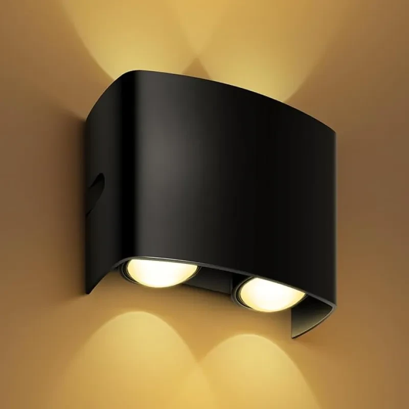 wipro Garnet 12 Watt 2 Ray Symmetric Up & Down Outdoor Wall Light for Home | 2 x 3W| IP65 LED Wall Light | Warm White, Yellow 2700K | Aluminium Housing |(Black Body, Pack of 1)