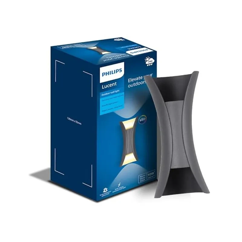PHILIPS 10W Vertical decorative Wall Light | Lucent Outdoor Wall Light for Decoration | Colour : Warm White, Pack of 1