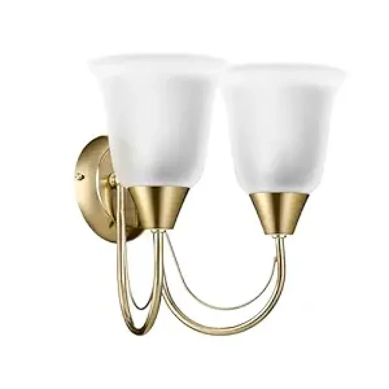 wipro BeuHome Double Wall Light BW05 | Premium Indoor Decorative Light with Frosted Glass | Contemporary Sleek Design | Surface Mounted Classic Wall Light | E27 (2H, Brush Bronze)