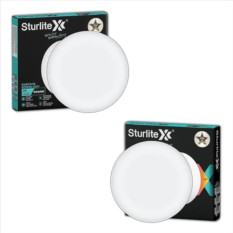 Sturlite Lexxo 8W Round LED Surface Light| 6500k Cool White Color Temperature ( Pack of 2)