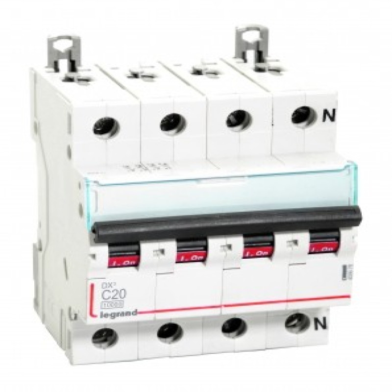 Legrand DX3 AC MCBs - C Curve Triple Pole + Neutral 415 V~ (20A)