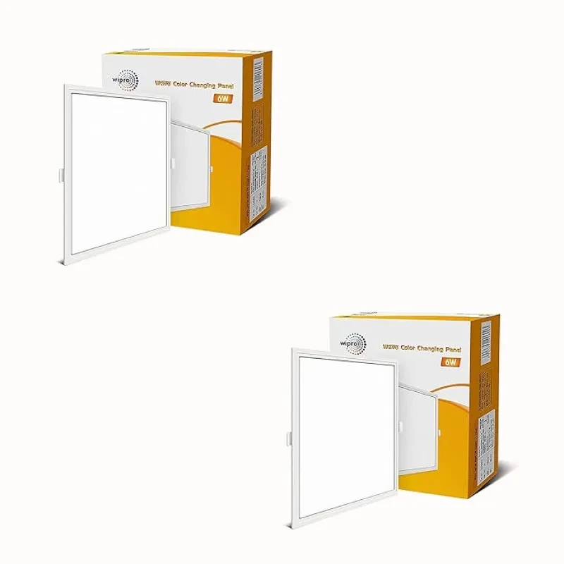wipro Polycarbonate Garnet 6W Wave Cct Square Panel| Colour Changing Panel|Warm - Neutral White,Cool White|Slim Border&Sleek Design|Recessed Downlighter for False Ceiling| Cutout 100X100Mm|Pack of 2