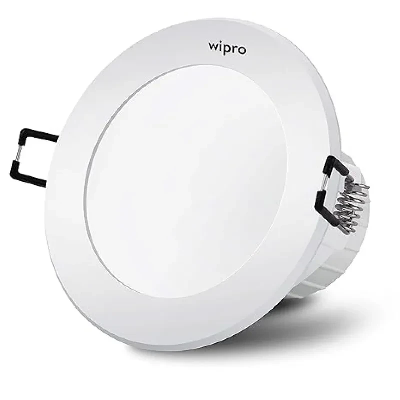 wipro Aluminium Garnet 5W Round Downlight Junction Box|Cool Day White (6500K)|Glare-Free Design|Recessed Downlighter for False Ceiling|Cutout ? 3 Inch|Pack of 1