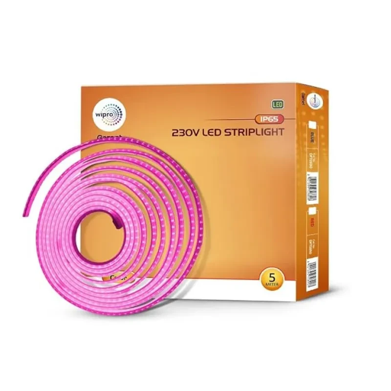 wipro Garnet 10 Meter Led Strip Light| 120 LEDs - Mtr | Pink | Ip65-Waterproof | Flexible Rope Light for Outdoor & Indoor Decoration for Diwali, Christmas|Strip for Balcony, False Ceiling|Pack of 1